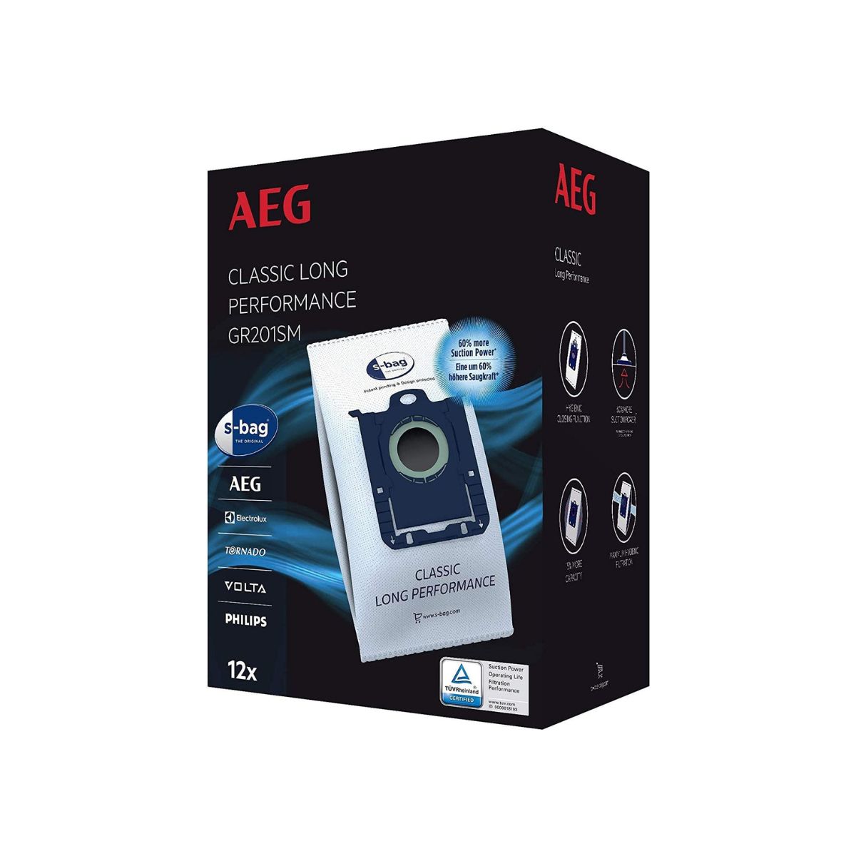 AEG Staubsaugerbeutel GR201SM s-bag® Classic Long Performance 12Stk + Filter