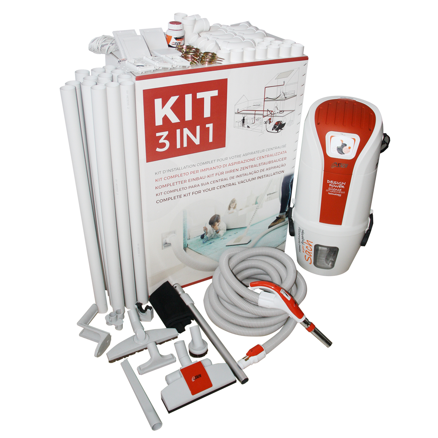 SACH VAC Dynamic 1.6 Zentralstaubsauger Set