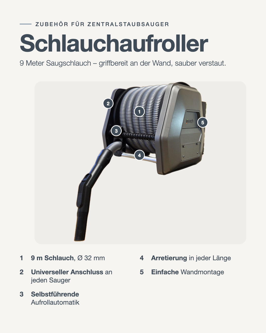 Automatischer Schlauchaufroller 9m